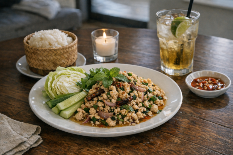 Larb mit Hähnchen